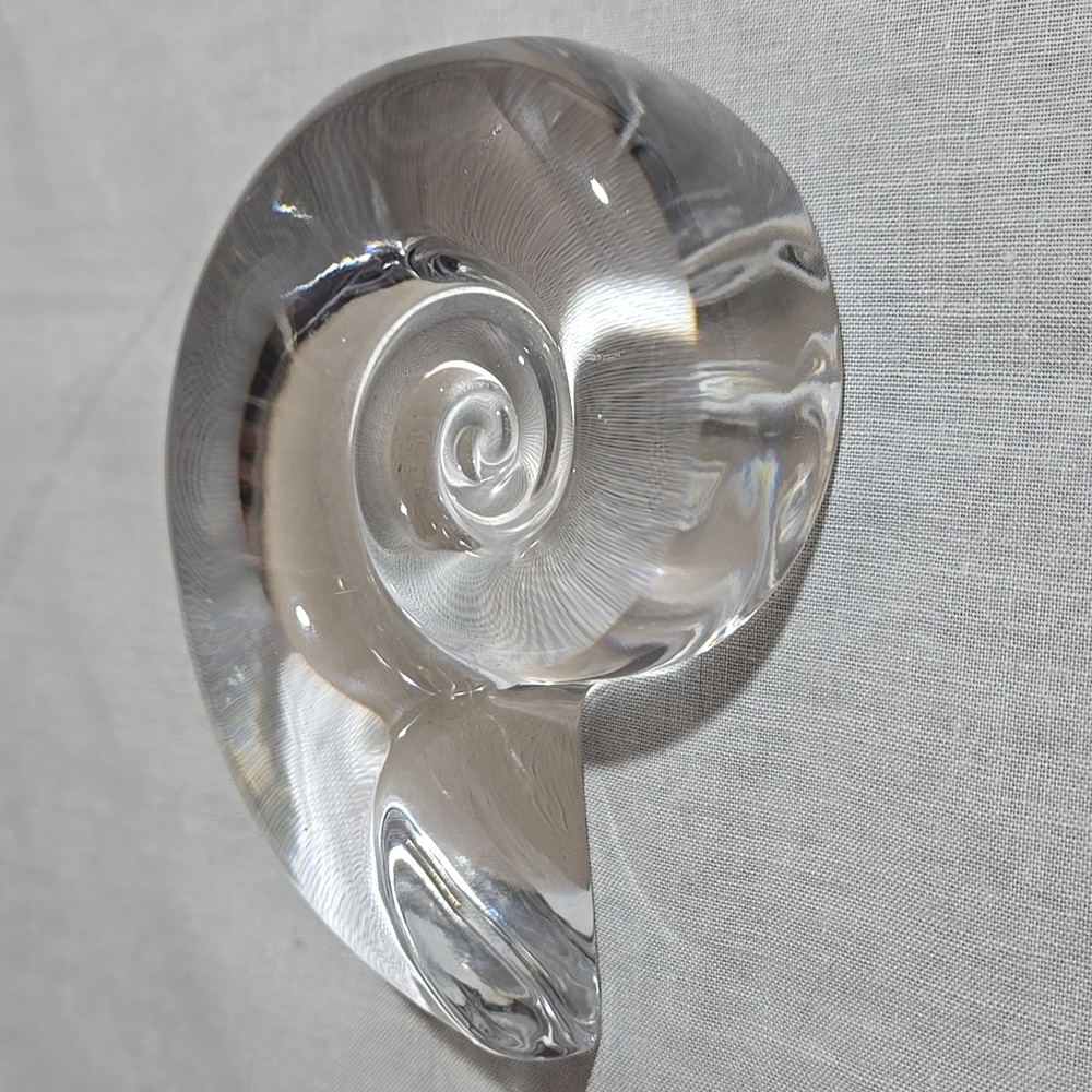 Vintage Val St Lambert De Sores Crystal Snail Figurine Signed.